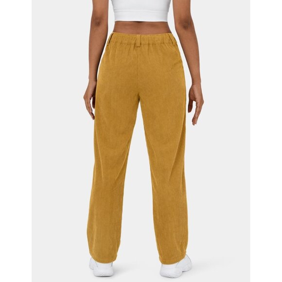 NWT HALARA Mid Rise Corduroy Casual Pants Tall Yellow Pleated Sz Large - Picture 2 of 10